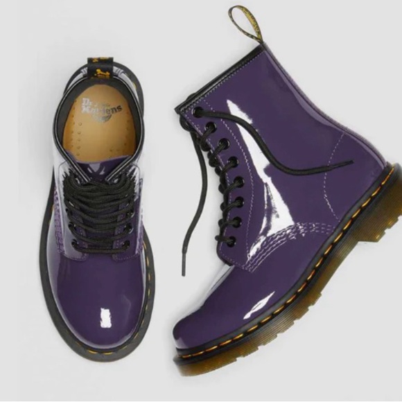 Dr. Martens Women's 1460W Patent Leather Boots - Blackcurrant - Picture 3 of 6